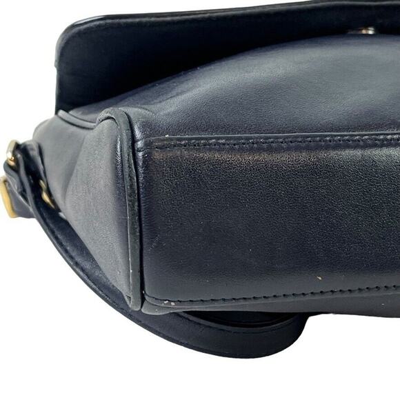 Etienne Aigner Womens Navy Blue Leather Flap Pocket Small Purse Shoulder Bag - Picture 15 of 16